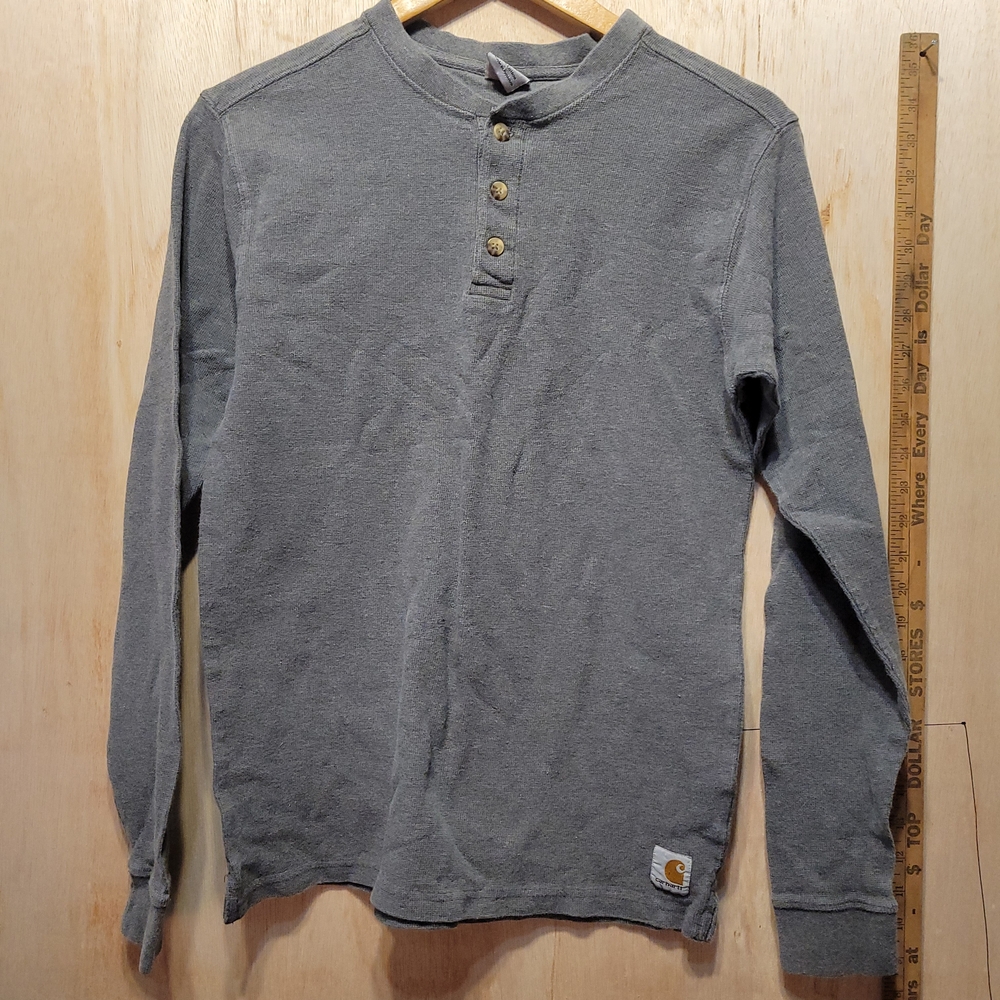 Gray Long Sleeve Thermal Henley Carhartt Boys xl top.
